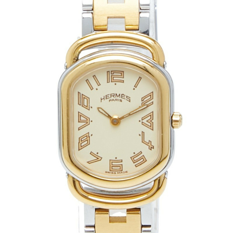愛馬仕 Rallye RA1.240 石英錶 米色錶盤 不鏽鋼鍍層 女士腕錶-0
