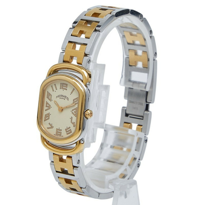 愛馬仕 Rallye RA1.240 石英錶 米色錶盤 不鏽鋼鍍層 女士腕錶-1