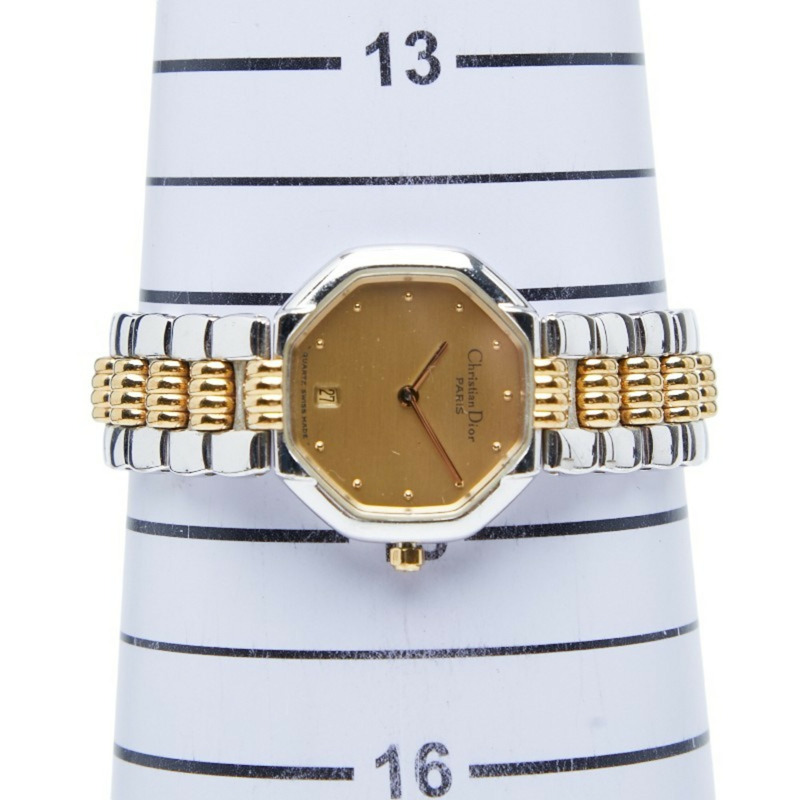 迪奧八角形腕錶，石英機芯，金色錶盤，不鏽鋼鍍層，女款-6