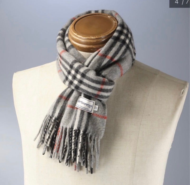 BURBERRY灰色格紋羊絨圍巾✨-3