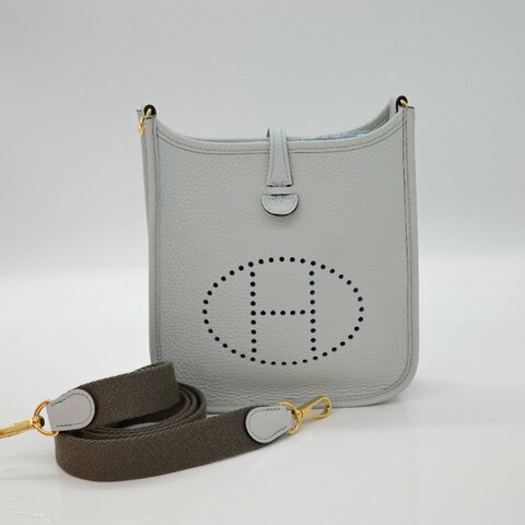 【配件齊全♥️CP 推薦】Hermes 愛馬仕 Mini Evelyne16 伊芙林 16  聖杯藍 淺藍色 牛皮 TC 金扣 斜挎包 單肩包 B 刻 2024