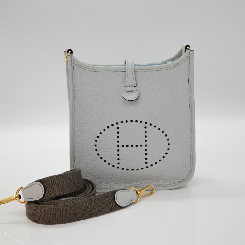 Hermes 愛馬仕 Mini Evelyne16 伊芙林 16  聖杯藍 牛皮 TC 金扣 斜挎包 單肩包 B 刻 2024-1