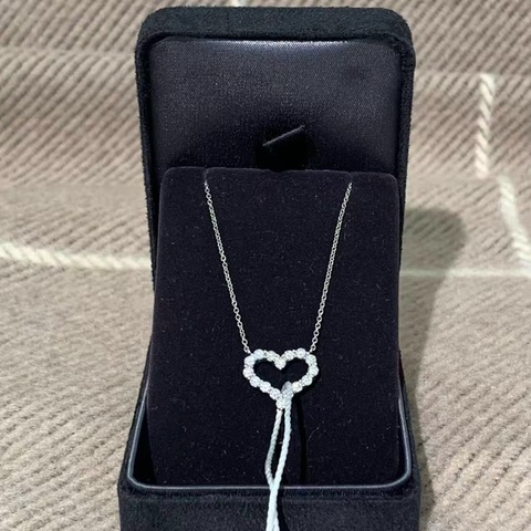 Tiffany 蒂芙尼 愛心 滿鑽 中號 白金項鍊