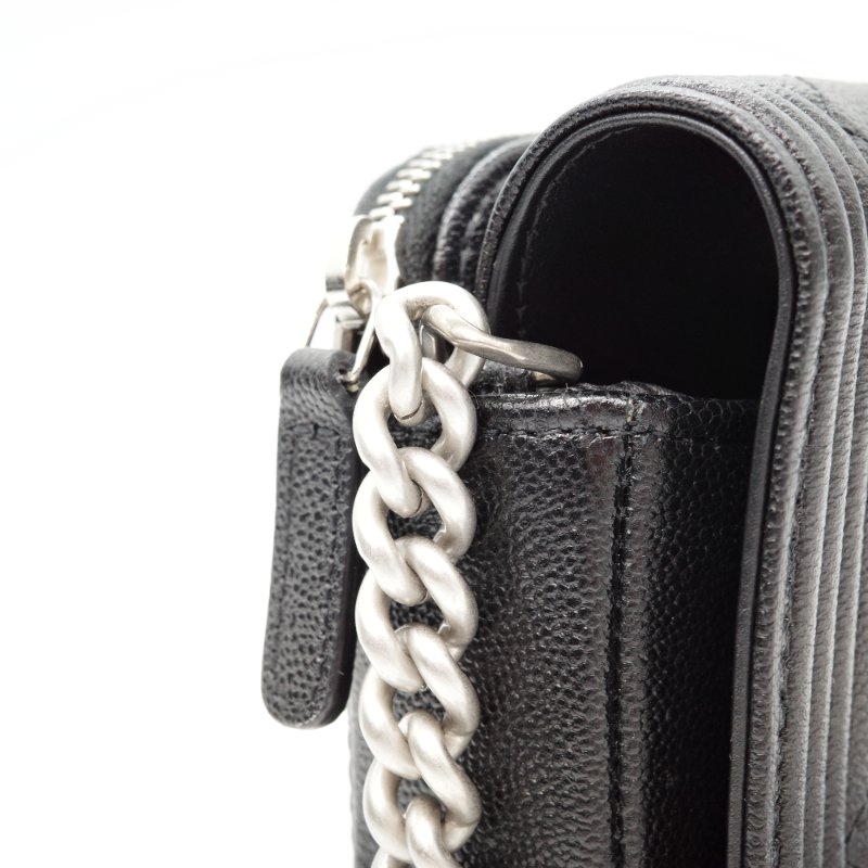 Chanel 香奈兒 Boy Woc 黑色 牛皮 拉鍊款 斜掛包 WOC 鏈條錢包-10