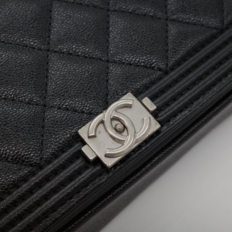 Chanel 香奈兒 Boy Woc 黑色 牛皮 拉鍊款 斜掛包 WOC 鏈條錢包-11