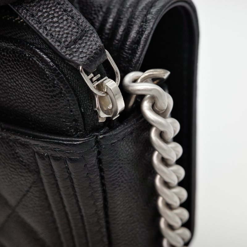 Chanel 香奈兒 Boy Woc 黑色 牛皮 拉鍊款 斜掛包 WOC 鏈條錢包-12