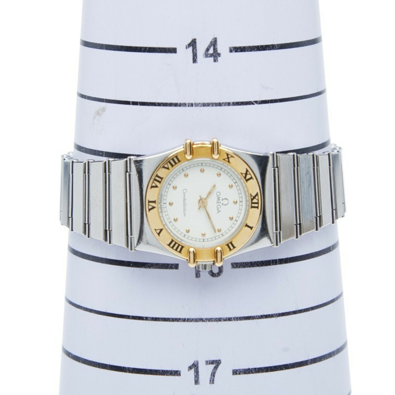 歐米茄星座系列腕錶，石英機芯，白色錶盤，不鏽鋼錶殼，黃金錶帶，女士款，OMEGA-6