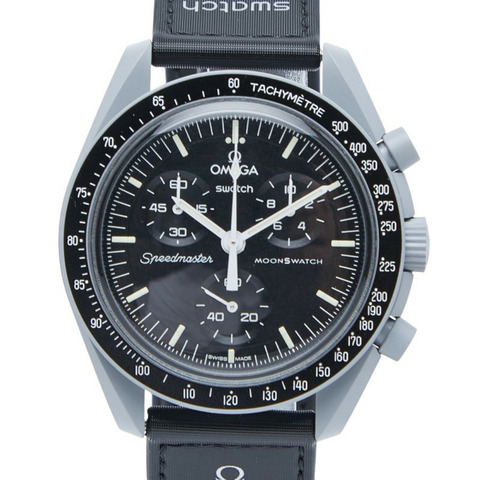 歐米茄 x Swatch 登月計畫腕錶 SO33M100 石英機芯 黑色錶盤 陶瓷尼龍錶帶 男士 OMEGA