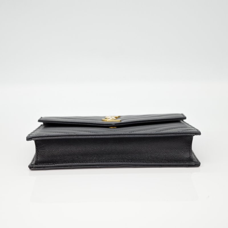 Saint Laurent 聖羅蘭 WOC 黑色荔枝牛皮金扣-4