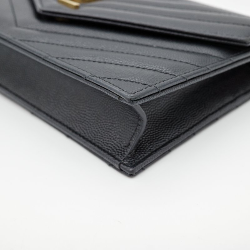 Saint Laurent 聖羅蘭 WOC 黑色荔枝牛皮金扣-6