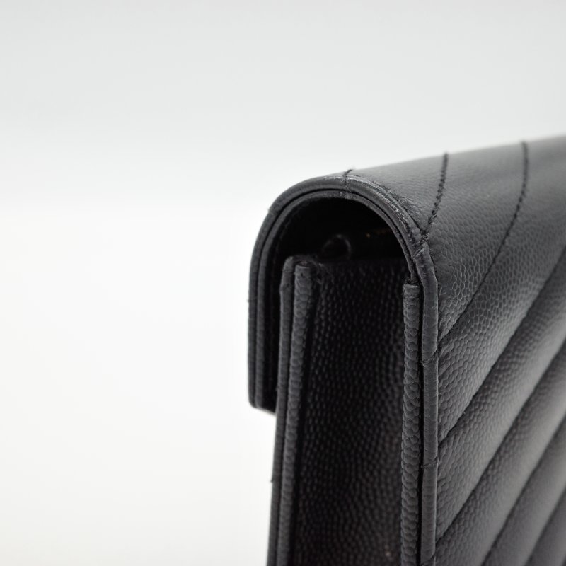 Saint Laurent 聖羅蘭 WOC 黑色荔枝牛皮金扣-8