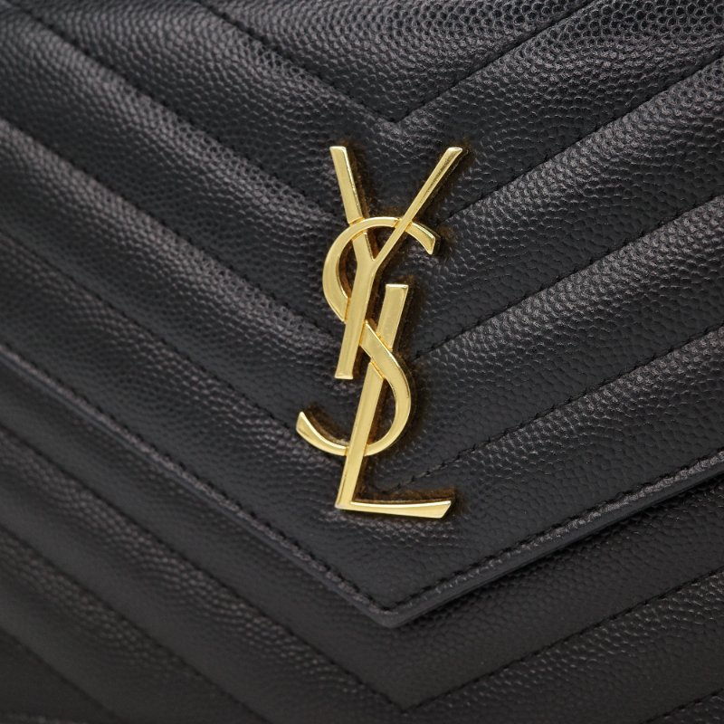 Saint Laurent 聖羅蘭 WOC 黑色荔枝牛皮金扣-9