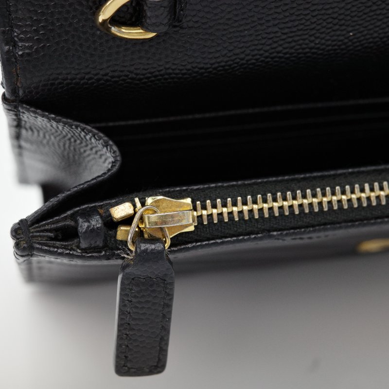 Saint Laurent 聖羅蘭 WOC 黑色荔枝牛皮金扣-13