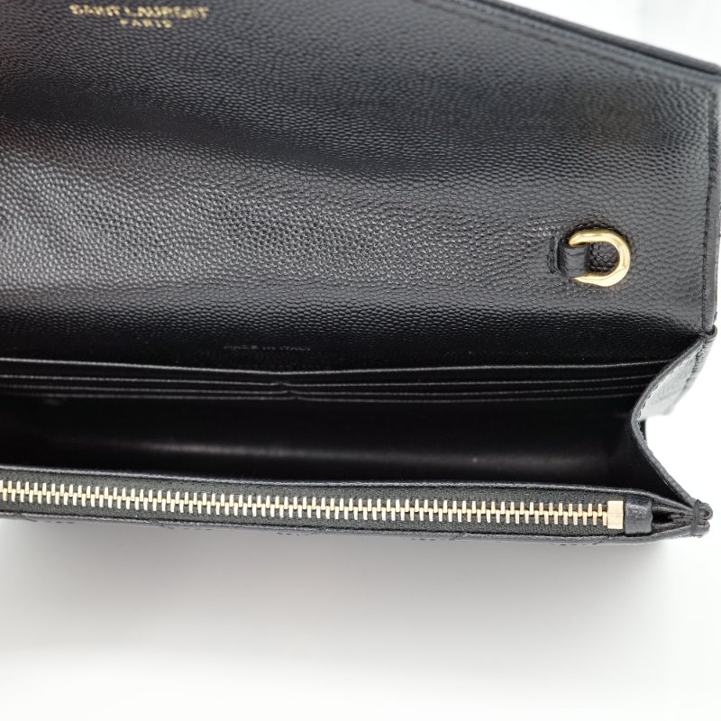 Saint Laurent 聖羅蘭 WOC 黑色荔枝牛皮金扣-14