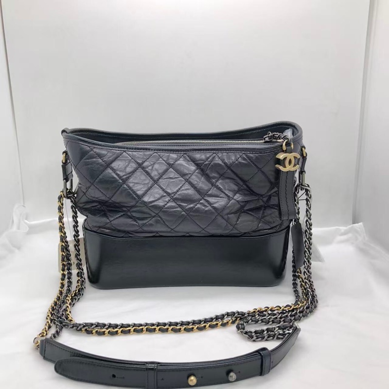 二手 Chanel 香奈兒流浪包中號黑色鏈條包，鐳射 25 開，沒有配件，有划痕磨損，具體看細節圖-1