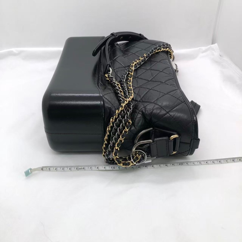 二手 Chanel 香奈兒流浪包中號黑色鏈條包，鐳射 25 開，沒有配件，有划痕磨損，具體看細節圖-3