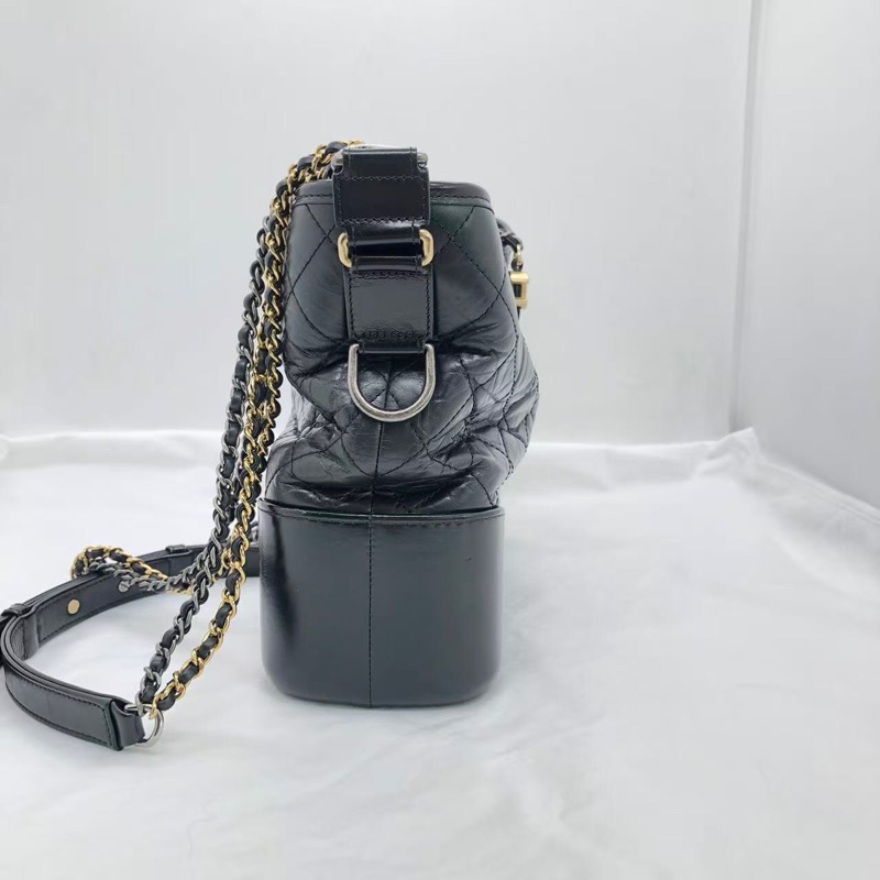 二手 Chanel 香奈兒流浪包中號黑色鏈條包，鐳射 25 開，沒有配件，有划痕磨損，具體看細節圖-4