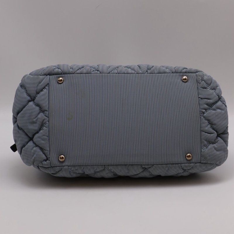 CHANEL 條紋織布泡泡雲朵包 - 藍銀13開-4