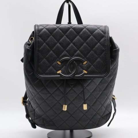 CHANEL Vanity case雙肩後背包 - 黑金26開