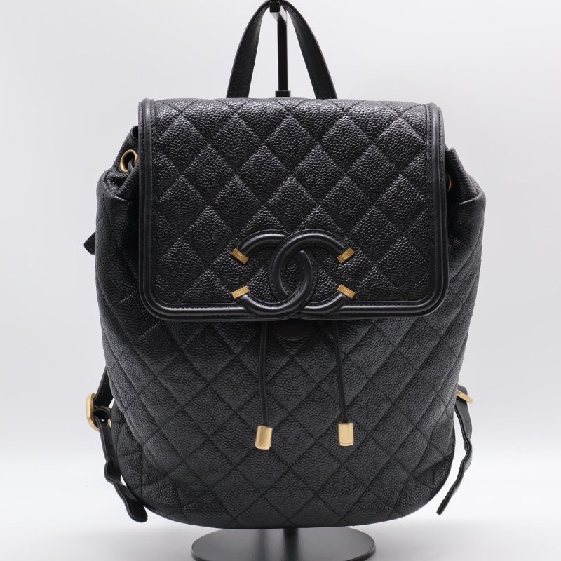 CHANEL Vanity case雙肩後背包 - 黑金26開-0