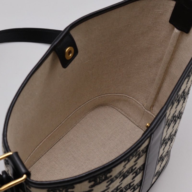 CELINE 刺繡凱旋帆布水桶包 - 小號黑-2