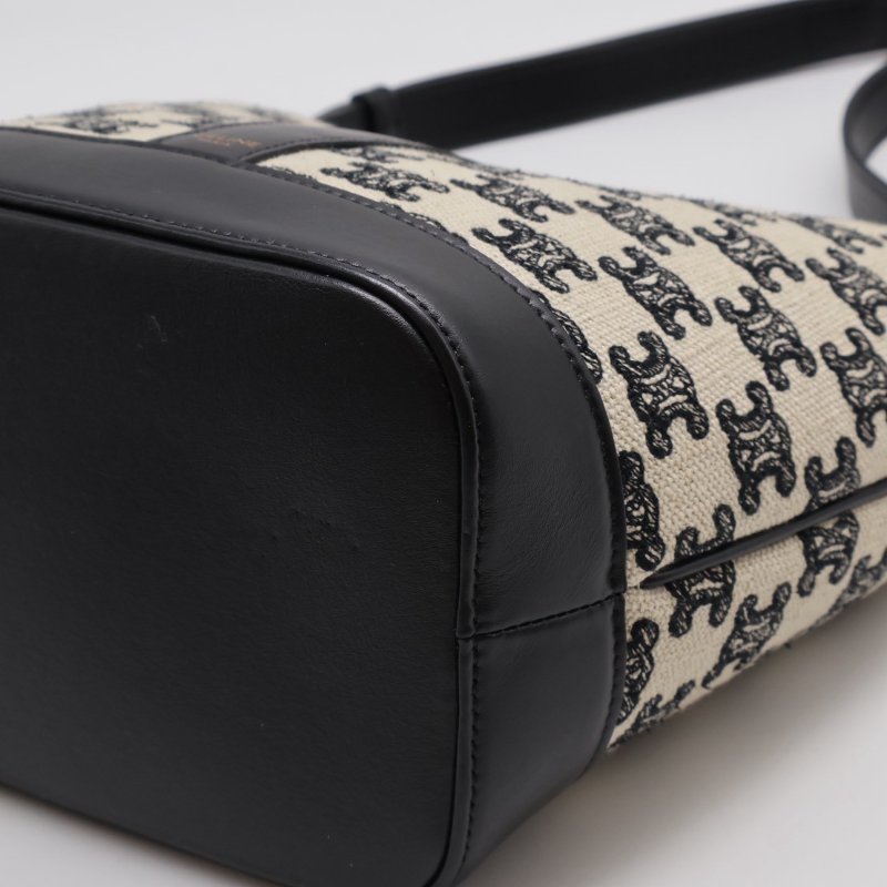 CELINE 刺繡凱旋帆布水桶包 - 小號黑-3