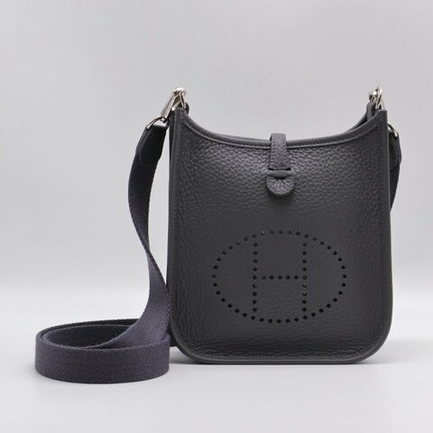 HERMES Mini evelyne - 石板灰銀 W