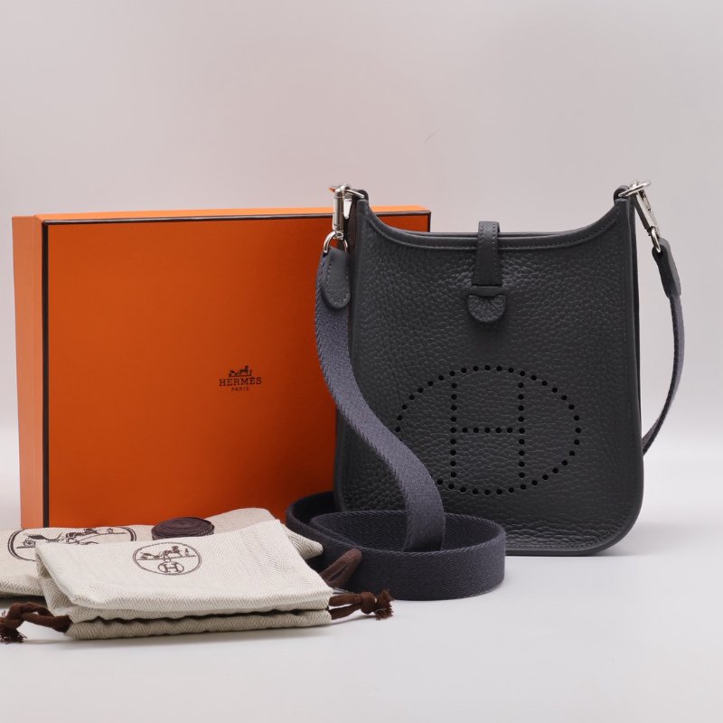 HERMES Mini evelyne - 石板灰銀 W-9