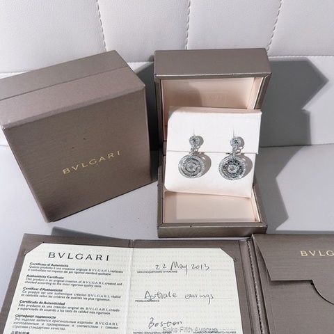 Bvlgari寶格麗 時來運轉白金鑽石耳釘耳環，高端款滿鑽款 2013購入
