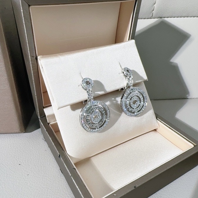 Bvlgari寶格麗 時來運轉白金鑽石耳釘耳環，高端款滿鑽款 2013購入-2