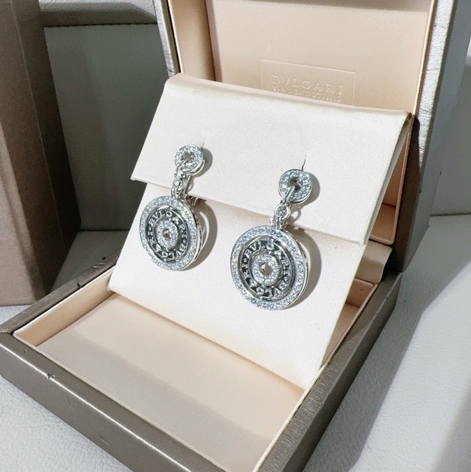 Bvlgari寶格麗 時來運轉白金鑽石耳釘耳環，高端款滿鑽款 2013購入-3