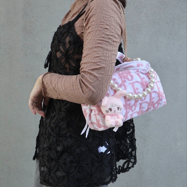 𝐃𝐢𝐨𝐫粉色老花毛巾包-2