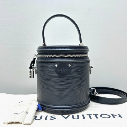 LV 黑銀水波紋發財桶手提肩背斜背包 15*17*14 98新配件塵袋 鎖