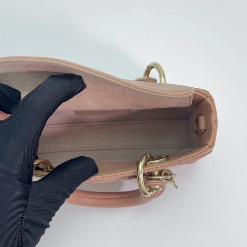 DIOR 玫瑰粉色金扣羊皮D-joy超mini手提肩背斜背包16.5*10*5 98新配件塵袋盒子-3