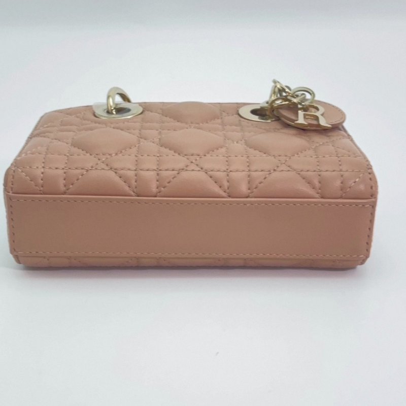 DIOR 玫瑰粉色金扣羊皮D-joy超mini手提肩背斜背包16.5*10*5 98新配件塵袋盒子-4