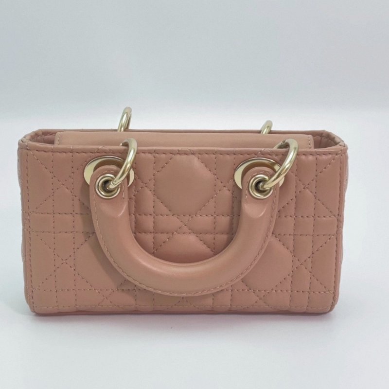 DIOR 玫瑰粉色金扣羊皮D-joy超mini手提肩背斜背包16.5*10*5 98新配件塵袋盒子-5