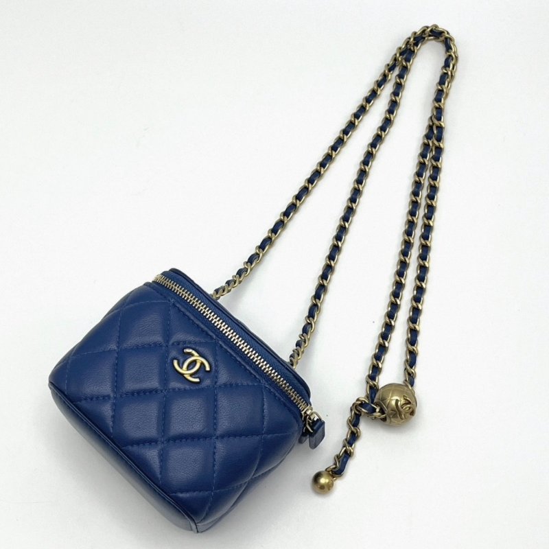 CHANEL 藍色金球mini化妝盒子包 10*7*9 98新配件塵袋-2