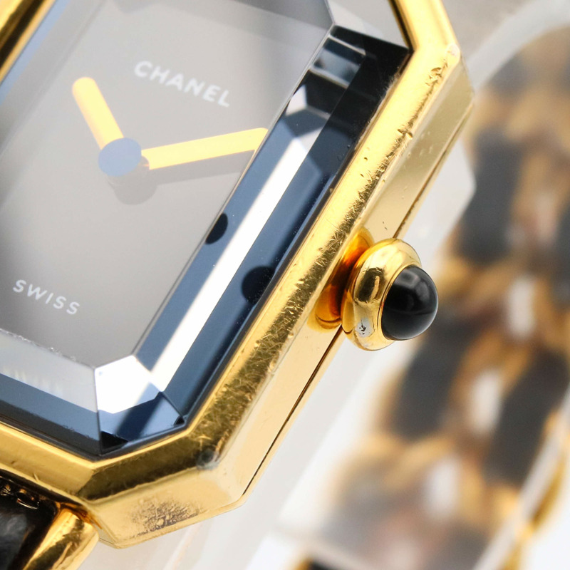 香奈兒 Premiere L 腕錶，鍍金，皮革錶帶，女士，黑色，H0001-5