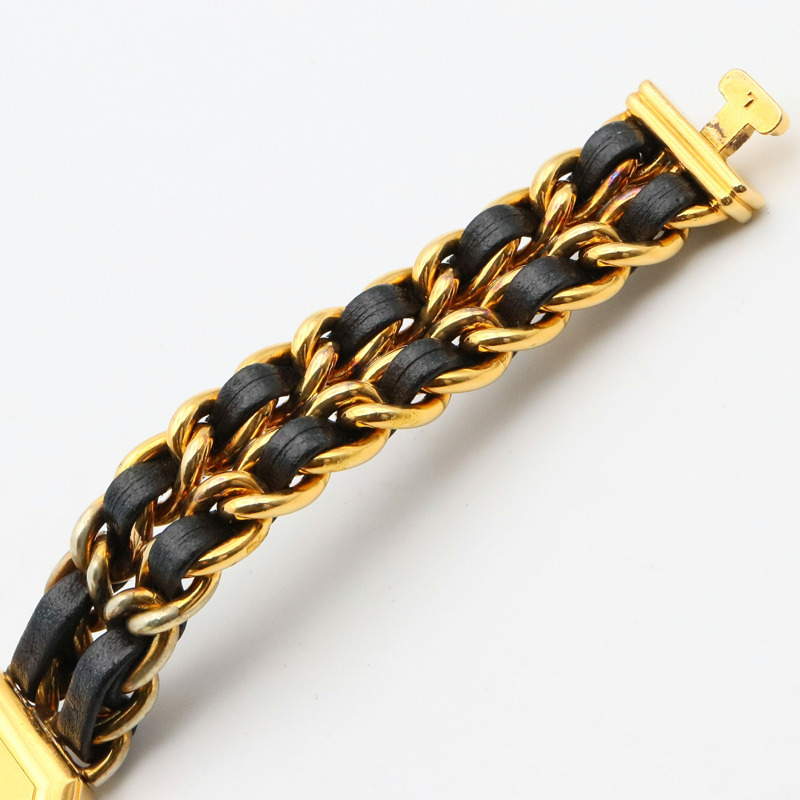 香奈兒 Premiere L 腕錶，鍍金，皮革錶帶，女士，黑色，H0001-10