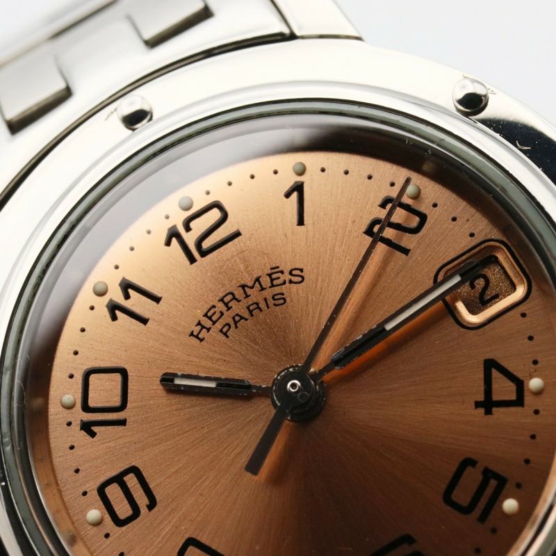 愛馬仕 Clipper 系列腕錶，不鏽鋼材質，女士款，粉紅色，CL4.210-8