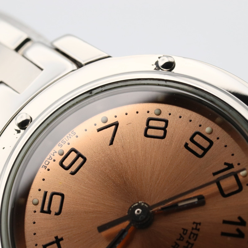 愛馬仕 Clipper 系列腕錶，不鏽鋼材質，女士款，粉紅色，CL4.210-9