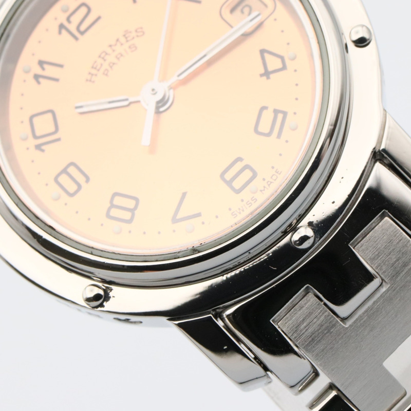 愛馬仕 Clipper 系列腕錶，不鏽鋼材質，女士款，粉紅色，CL4.210-10