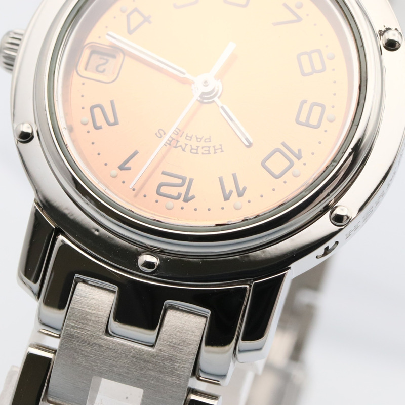 愛馬仕 Clipper 系列腕錶，不鏽鋼材質，女士款，粉紅色，CL4.210-11