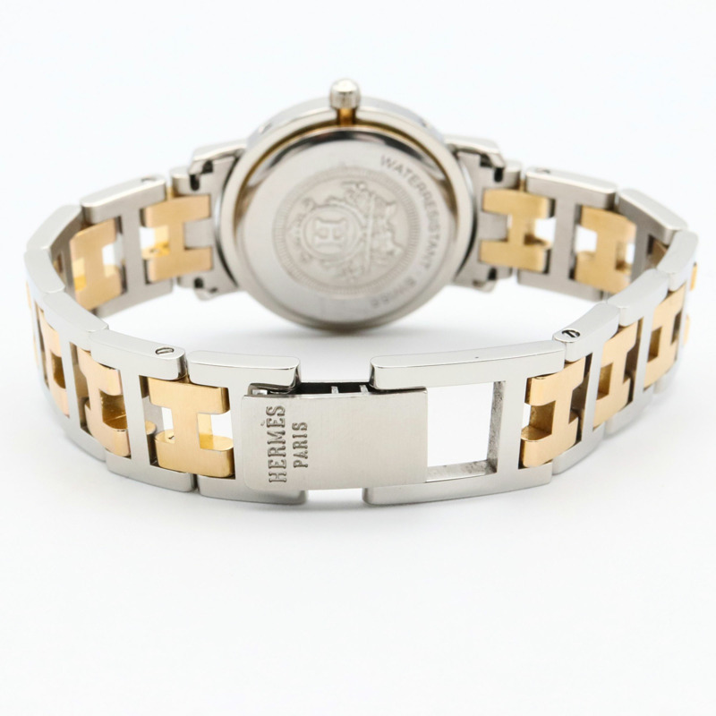 愛馬仕 Clipper 系列腕錶，鍍金不鏽鋼材質，女士款，象牙色，CL3.240-4