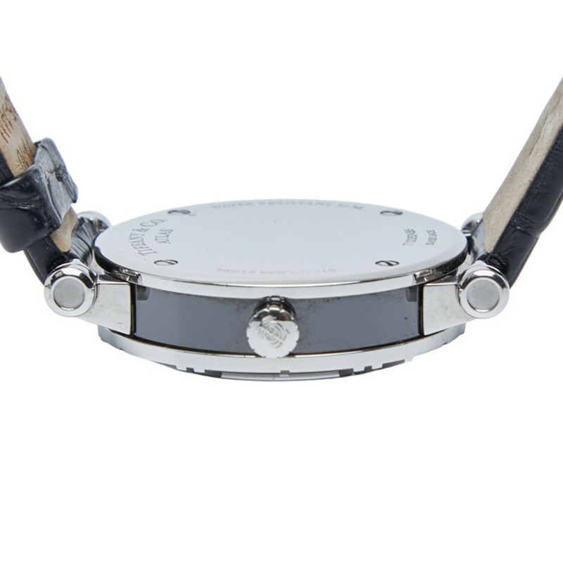 Tiffany & Co.) Atlas 心型日期石英腕錶，黑色錶盤，不鏽鋼錶殼，皮革錶帶，女款-4