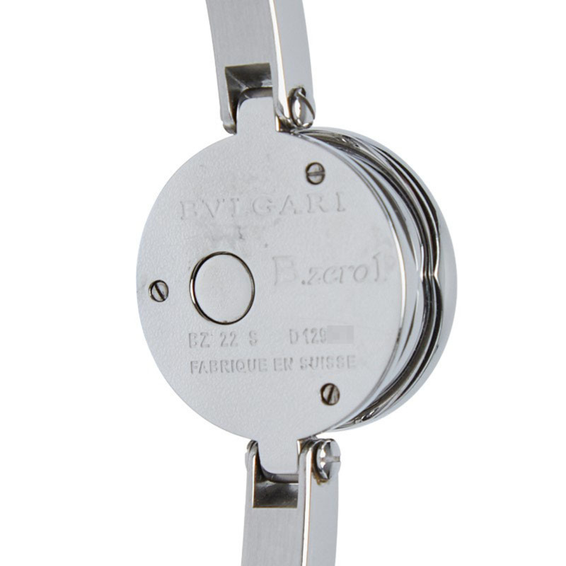 寶格麗 B.zero1 12P 鑽石手鐲腕錶，藍色貝殼錶盤，不鏽鋼手鐲款，型號 BZ22S，石英機芯，女士款-3