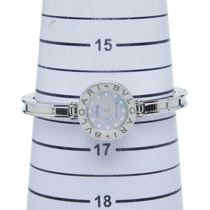 寶格麗 B.zero1 12P 鑽石手鐲腕錶，藍色貝殼錶盤，不鏽鋼手鐲款，型號 BZ22S，石英機芯，女士款-6