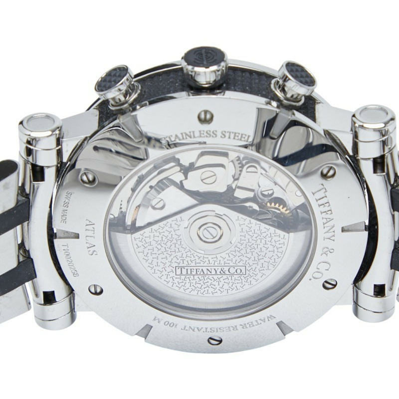 Tiffany Atlas 自動機械式腕錶，銀色錶盤，不鏽鋼錶殼，橡膠錶帶，男款-3