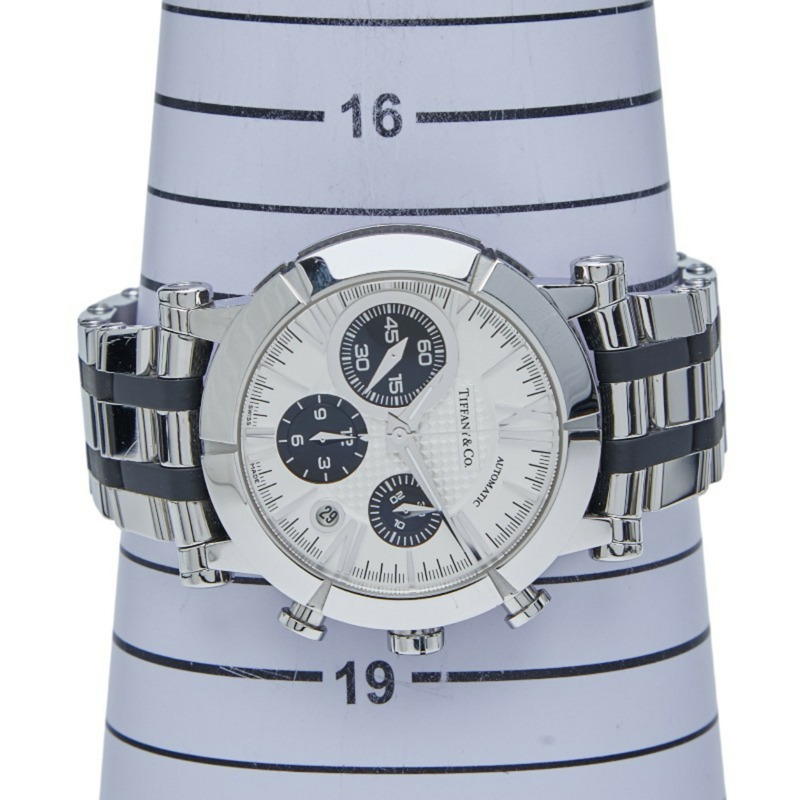 Tiffany Atlas 自動機械式腕錶，銀色錶盤，不鏽鋼錶殼，橡膠錶帶，男款-6