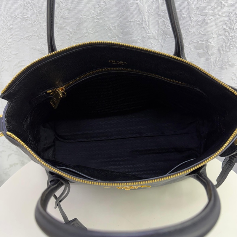 Prada Vitello Dino Leather Handbag Black-10